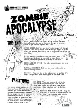 Zombie Apocalypse, the parlour game - page 2