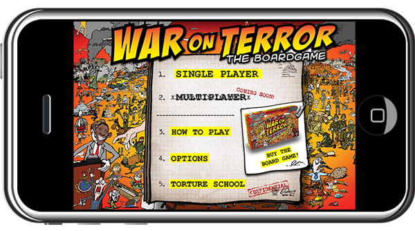 screenshot from War on Terror, the boardgame, the application - opening game menu