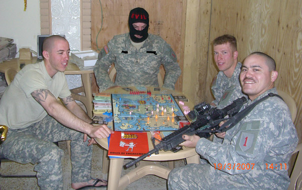 After a long, hard day of fighting the war on terror, I like to relax with my buddies by playing a spot of war on terror ... wtf!?